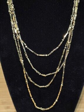Gold Multi-Strand Women's Necklace - Elegant Layered Chain